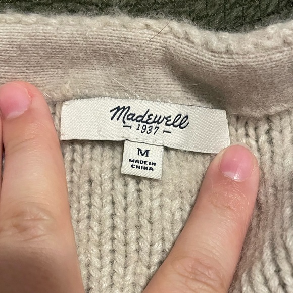 Madewell Neutral Colorblock Fringe Pullover Sweater - Picture 4 of 4